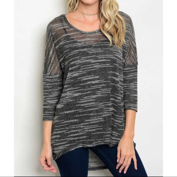 SALES ❗️Black White Scoop Neckline Knit Sweater - Picture 2 of 6